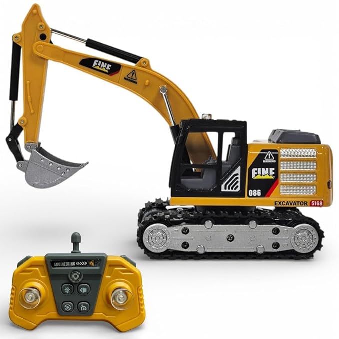 Engineering Remote Control Mini JCB Toy for Kids | 360° Excavator Construction Vehicle with Lights & Music | Rechargeable RC Bulldozer Toy