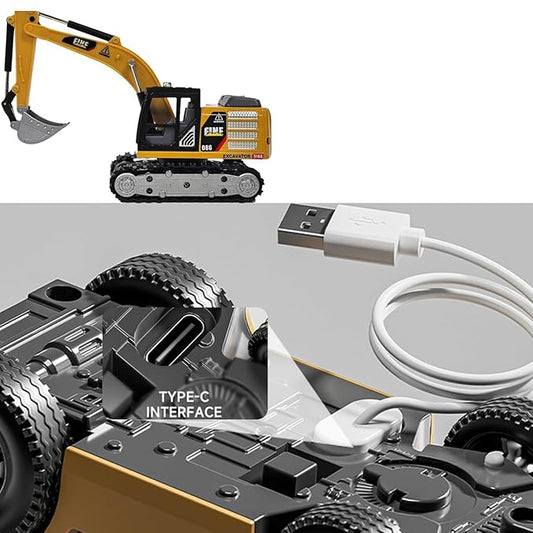 Engineering Remote Control Mini JCB Toy for Kids | 360° Excavator Construction Vehicle with Lights & Music | Rechargeable RC Bulldozer Toy