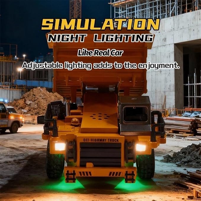Engineering RC Dump Truck Toy for Kids | Rechargeable Remote Control Construction Truck with Lights