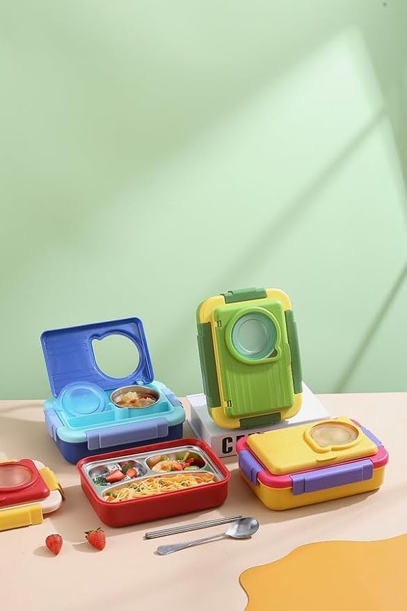 Kids Stainless Steel Lunch Box with Sauce Cup - Leakproof Bento Lunch Box for School & Travel