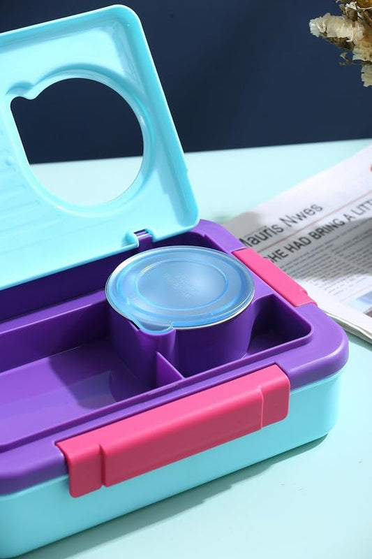 Kids Stainless Steel Lunch Box with Sauce Cup - Leakproof Bento Lunch Box for School & Travel