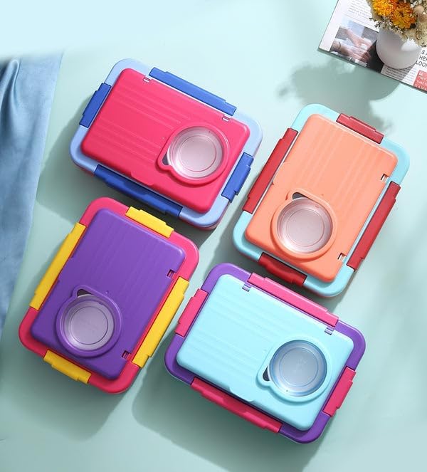 Kids Stainless Steel Lunch Box with Sauce Cup - Leakproof Bento Lunch Box for School & Travel