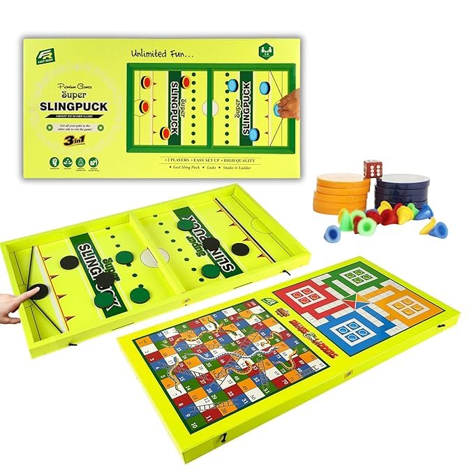 Slings Cup Game for Kids & Adults – Fast Sling Puck Board Game (Plastic)