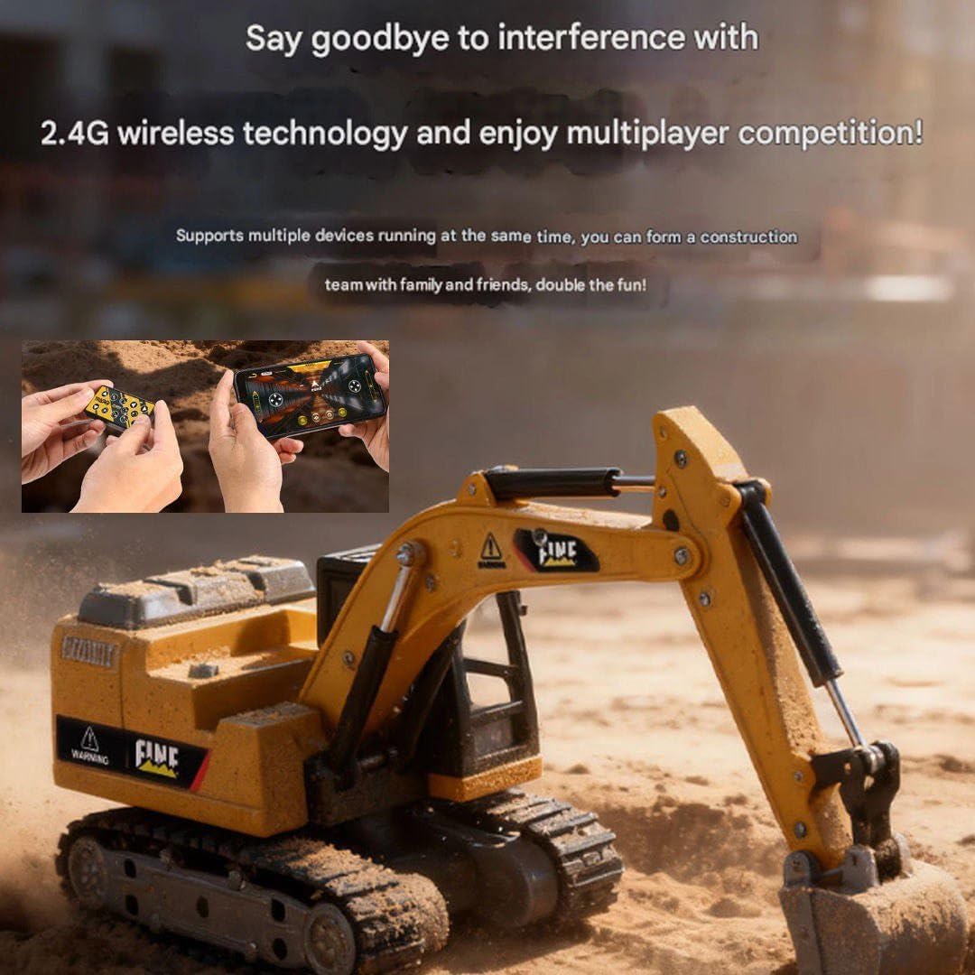 Engineering Remote Control Mini JCB Toy for Kids | 360° Excavator Construction Vehicle with Lights & Music | Rechargeable RC Bulldozer Toy