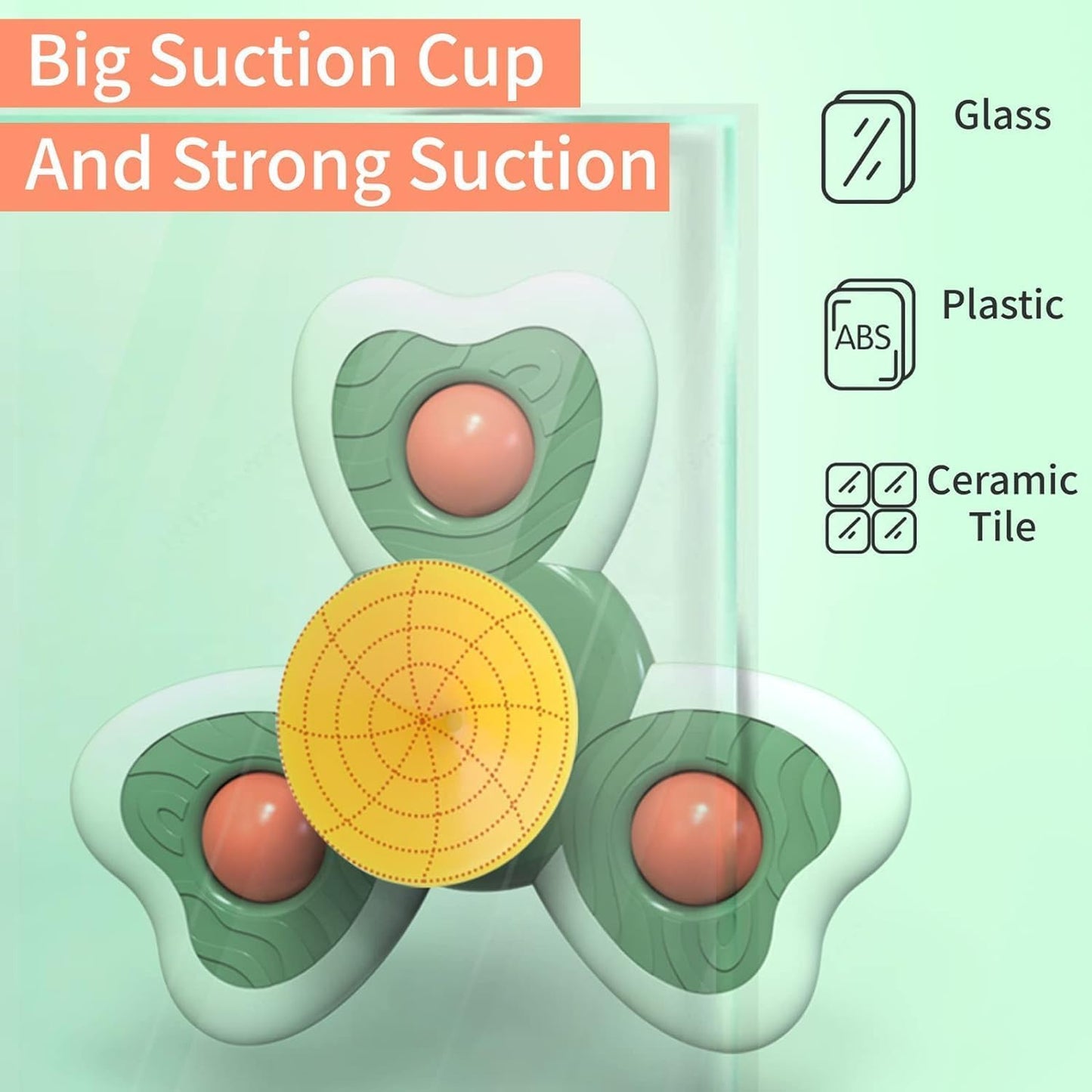 3 PCS Baby Bath Spinner Toys with Suction Cup | Waterproof Rotating Montessori Toys for Toddlers & Kids
