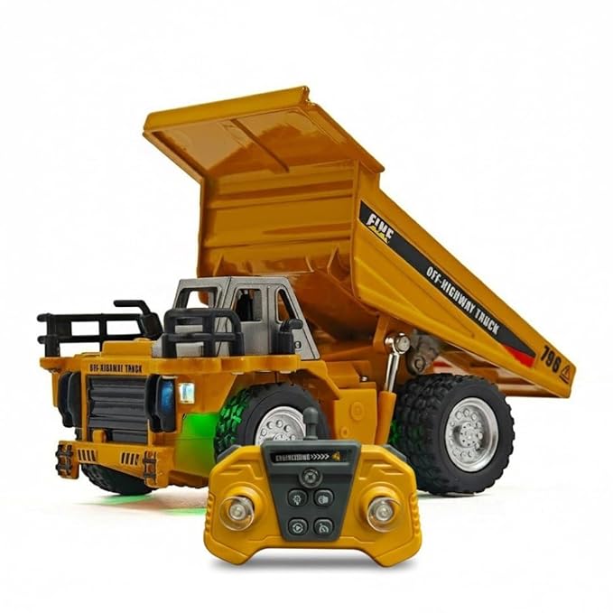 Engineering RC Dump Truck Toy for Kids | Rechargeable Remote Control Construction Truck with Lights
