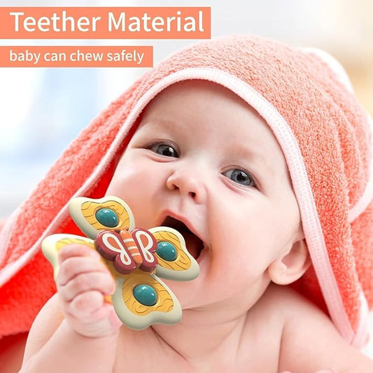 3 PCS Baby Bath Spinner Toys with Suction Cup | Waterproof Rotating Montessori Toys for Toddlers & Kids