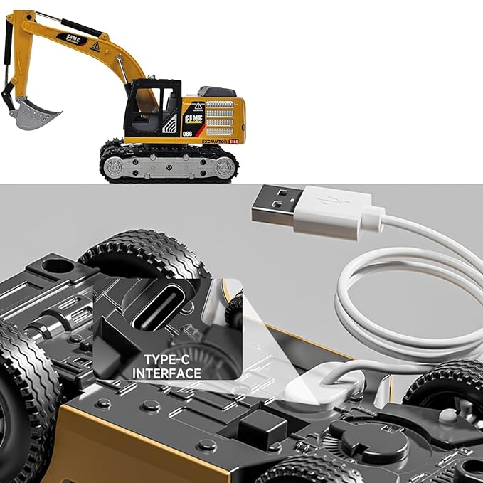 Engineering Remote Control Mini JCB Toy for Kids | 360° Excavator Construction Vehicle with Lights & Music | Rechargeable RC Bulldozer Toy
