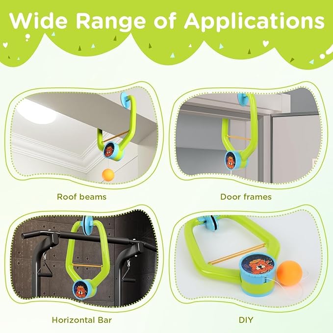 Hanging Table Tennis Trainer for Kids – Indoor Ping Pong Practice Set with Rackets & Balls