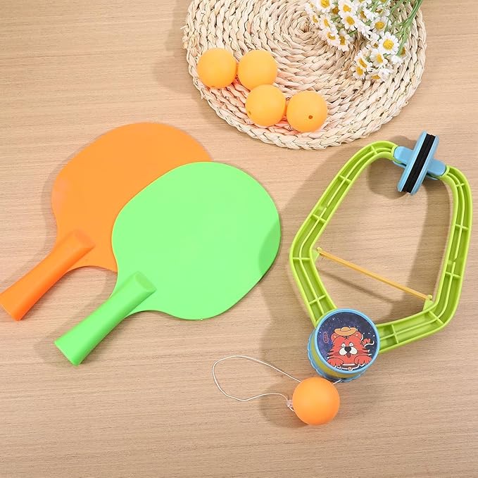 Hanging Table Tennis Trainer for Kids – Indoor Ping Pong Practice Set with Rackets & Balls